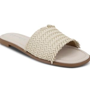 Women's Beige Woven Slide Sandals
